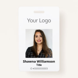 Crachá ID do código do Bar de foto branca do seu logotipo