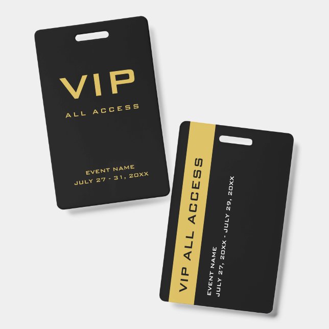 Crachá ID do Evento de Passagem VIP de Acesso Total Moder (Frente e verso)