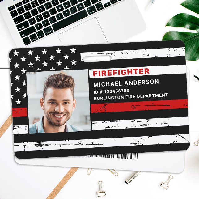 Crachá ID do Fireman de ID de Foto Personalizado do Firem (Criador carregado)