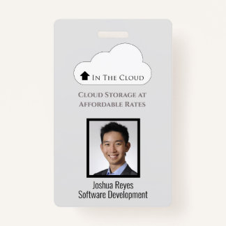 Crachá ID do funcionário - Cinza clara e vertical preto