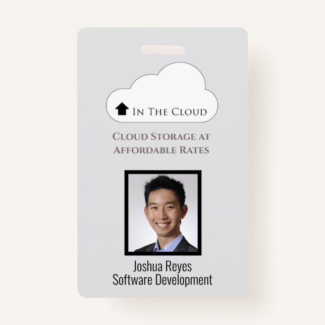 Crachá ID do funcionário - Cinza clara e vertical preto (Frente)