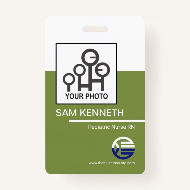 Crachá ID do Funcionário da Empresa da Coluna Verde Retro (Frente)