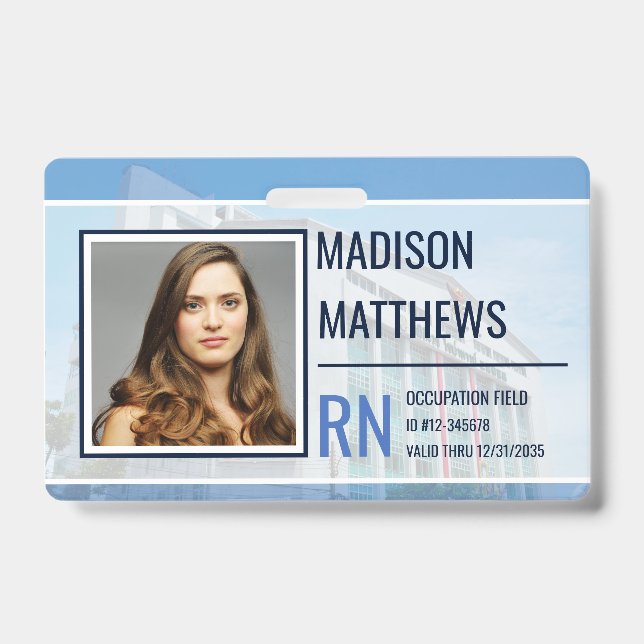 Crachá ID do funcionário médico - Foto personalizável do  (Frente)