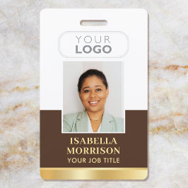 Crachá ID do Funcionário Nome Logotipo da Empresa Marrom