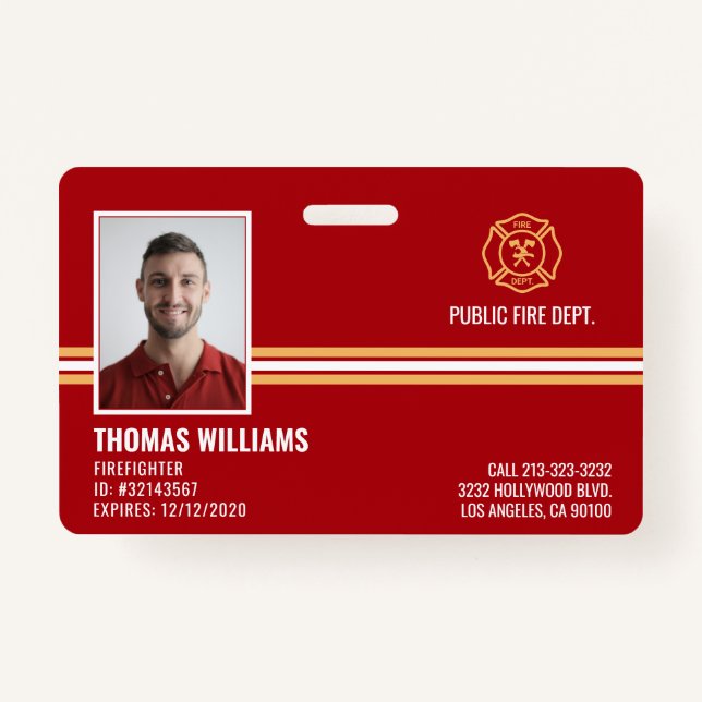 Crachá ID do Funcionarios do Bombeiro do Departamento de  (Frente)