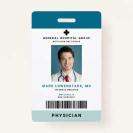 Crachá ID do Funcionarios Médico + Código de Barras Verti