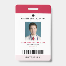 Crachá ID do Funcionarios Médico + Código de Barras Verti