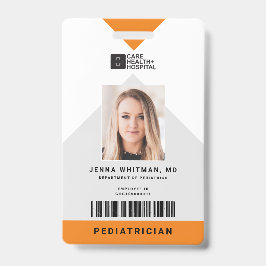 Crachá ID do Funcionarios Médico de Seta + Código de Barr