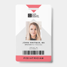 Crachá ID do Funcionarios Médico de Seta + Código de Barr