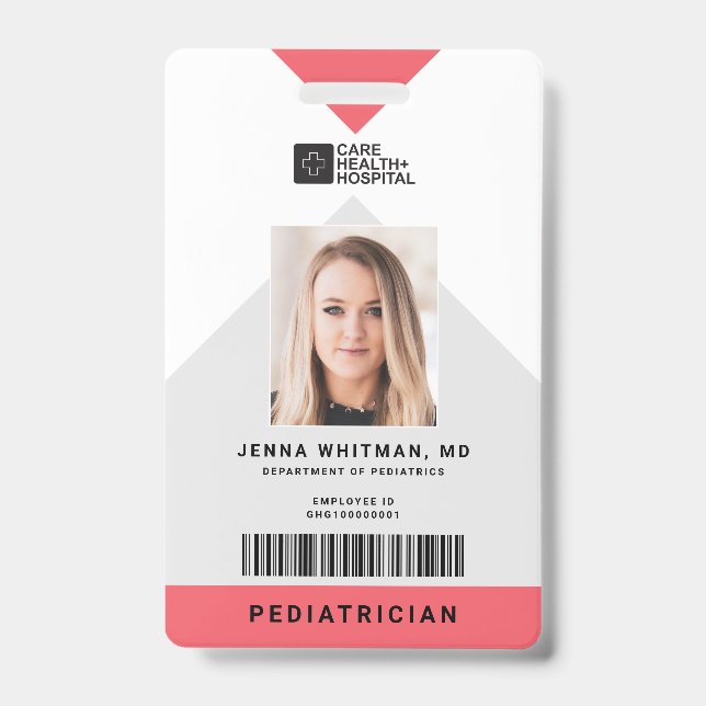 Crachá ID do Funcionarios Médico de Seta + Código de Barr (Frente)