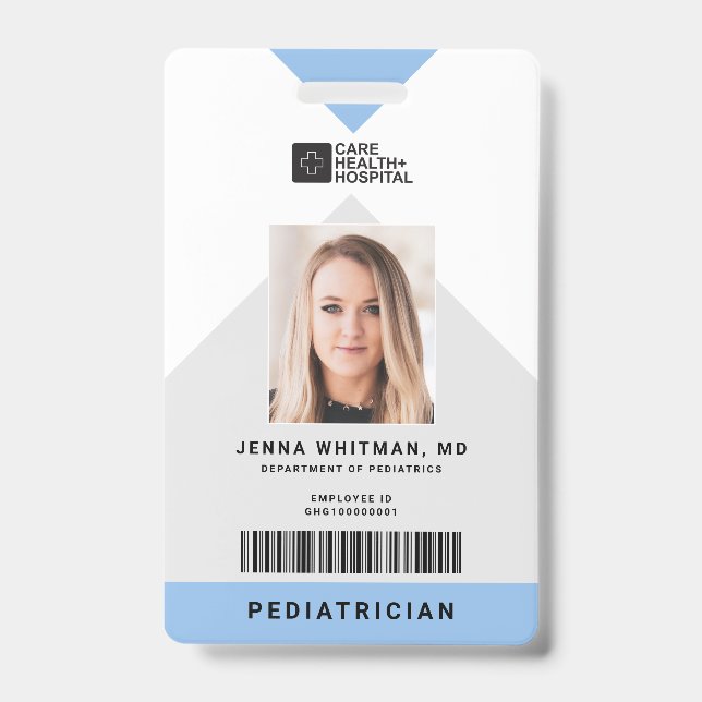 Crachá ID do Funcionarios Médico de Seta + Código de Barr (Frente)