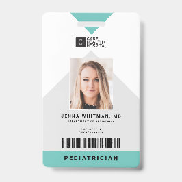 Crachá ID do Funcionarios Médico de Seta + Código de Barr