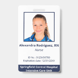 Crachá ID do Hospital Azul Azul de Foto do Funcionário Pe