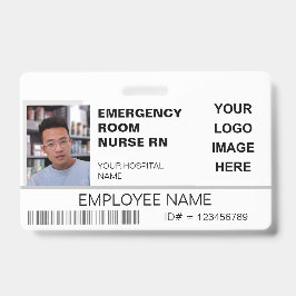 Crachá ID do Hospital de Fotos Personalizado com Logotipo