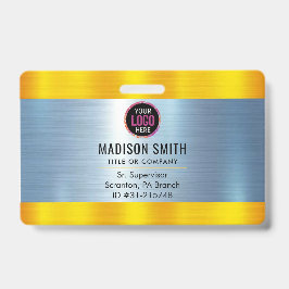 Crachá ID do logotipo da empresa METAL - Funcionário