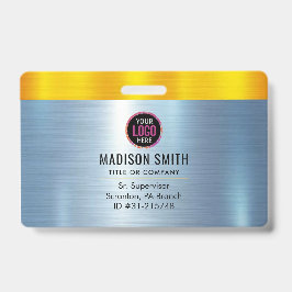 Crachá ID do logotipo da empresa METAL - Funcionário