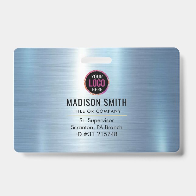 Crachá ID do logotipo da empresa METAL - Funcionário (Frente)