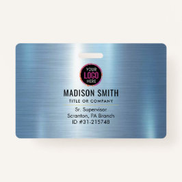 Crachá ID do logotipo da empresa METAL - Funcionário