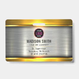 Crachá ID do logotipo da empresa METAL - Funcionário