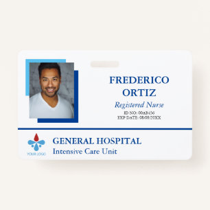 Crachá ID do logotipo do funcionário do Hospital Azul e B