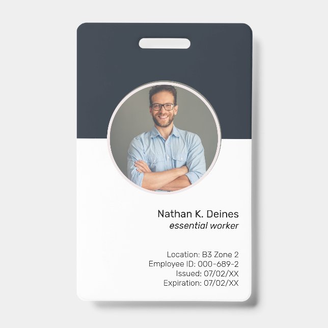 Crachá ID do marinho | Segurança da Empresa para ID de Fo (Frente)