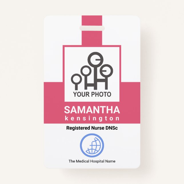 Crachá ID do Modelo de Fotografia de Enfermeiro de Funcio (Frente)