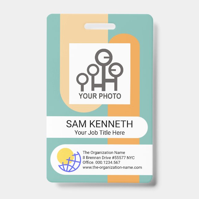 Crachá ID do Modelo de Fotografia do Funcionário com Linh (Frente)