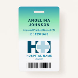 Crachá ID do nome verde azul LNP da enfermeira prática li