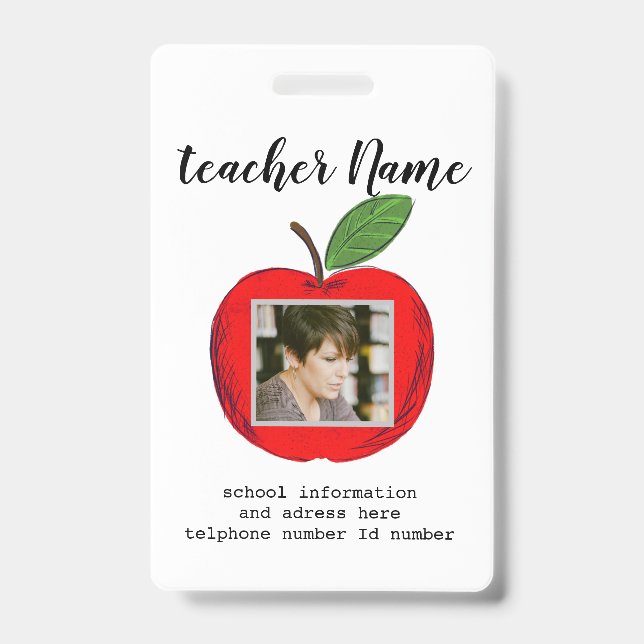 Crachá ID do professor da escola (Frente)