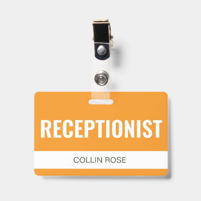 Crachá ID do Recepcionista do Hotel Mustard Custom (Frente com clip)