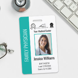 Crachá ID do Teal de Foto do Funcionário Médico do Hospit
