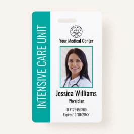 Crachá ID do Teal do Logotipo Personalizado do Funcionári