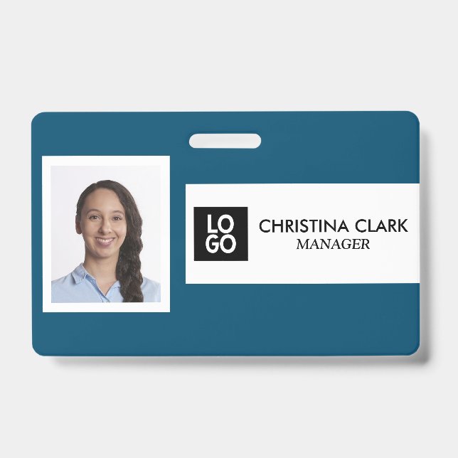 Crachá ID Empresarial Logotipo Foto Personalizada Nome do (Frente)