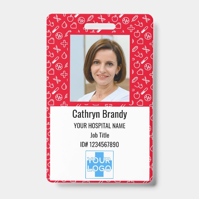 Crachá ID, Foto e Nome do Funcionário do Hospital Persona (Frente)