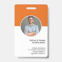 Crachá ID Laranja | Empresa de ID de Foto de Funcionário