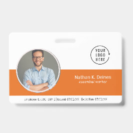 Crachá ID Laranja | Empresa de ID de Foto de Funcionário
