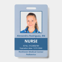 ID Médica Azul de Foto do Funcionário Personalizad