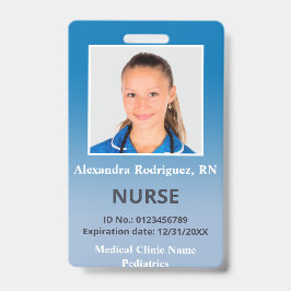 Crachá ID Médica do Gradiente Azul de Foto do Funcionário
