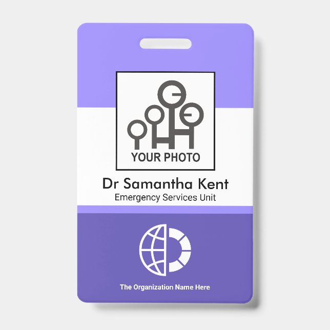 Crachá ID Médico do Funcionário das Colunas de Sombra Azu (Frente)