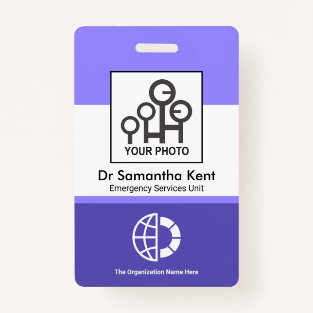 Crachá ID Médico do Funcionário das Colunas de Sombra Azu (Frente)