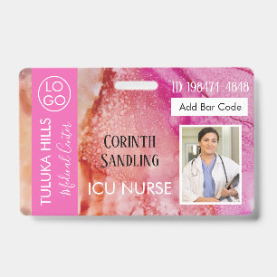 Crachá ID Médico: Mistura de tinta rosa Bonito