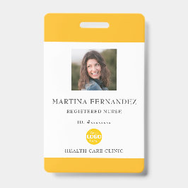 Crachá ID personalizado amarelo de enfermeira registrada