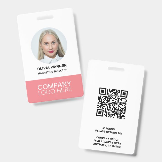 Crachá ID personalizado Foto do funcionário QR CODE LOGO  (Frente e verso)