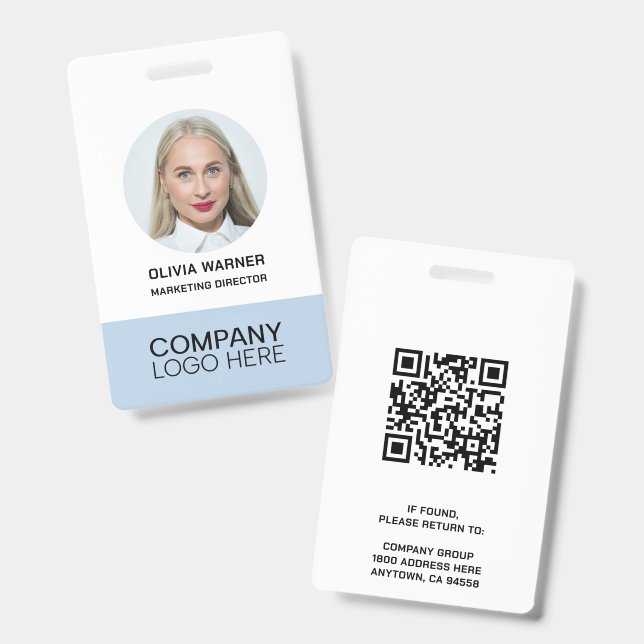 Crachá ID Personalizado Funcionário Foto QR CODE LOGO AZU (Frente e verso)