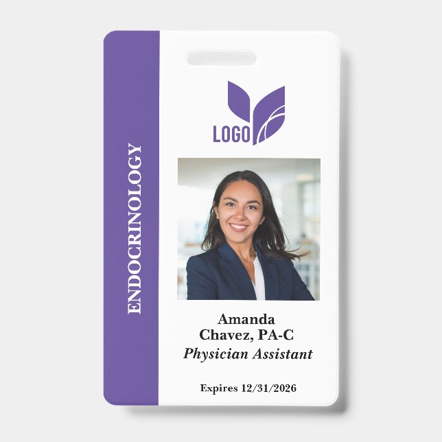 Crachá ID Personalizado Roxo para Funcionário (Frente)