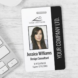 Crachá ID Preto do Funcionário Corporativo Moderno Person