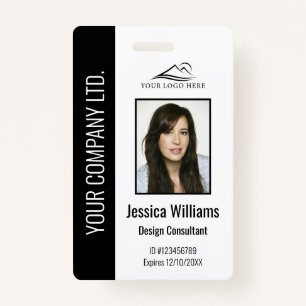 Crachá ID Preto do Funcionário Corporativo Personalizado 