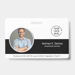 Crachá ID Preto Segurança da empresa para identificaç