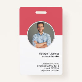 Crachá ID Rosa | Segurança da Empresa para ID de Foto do