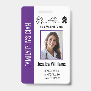 Crachá ID Roxo de Foto do Funcionário Médico do Hospita